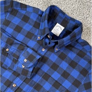 Brooks Brothers Regent Fit Buffalo Plaid Flannel Shirt Blue Cabincore Mens Small